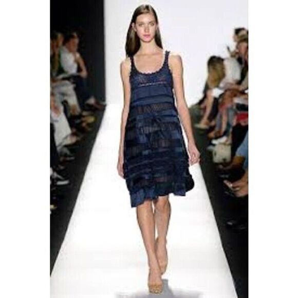 DIANE VON FURSTENBERG DVF Dress Blue Silk Knit Sleeveless Sheath Size Medium - Picture 1 of 13